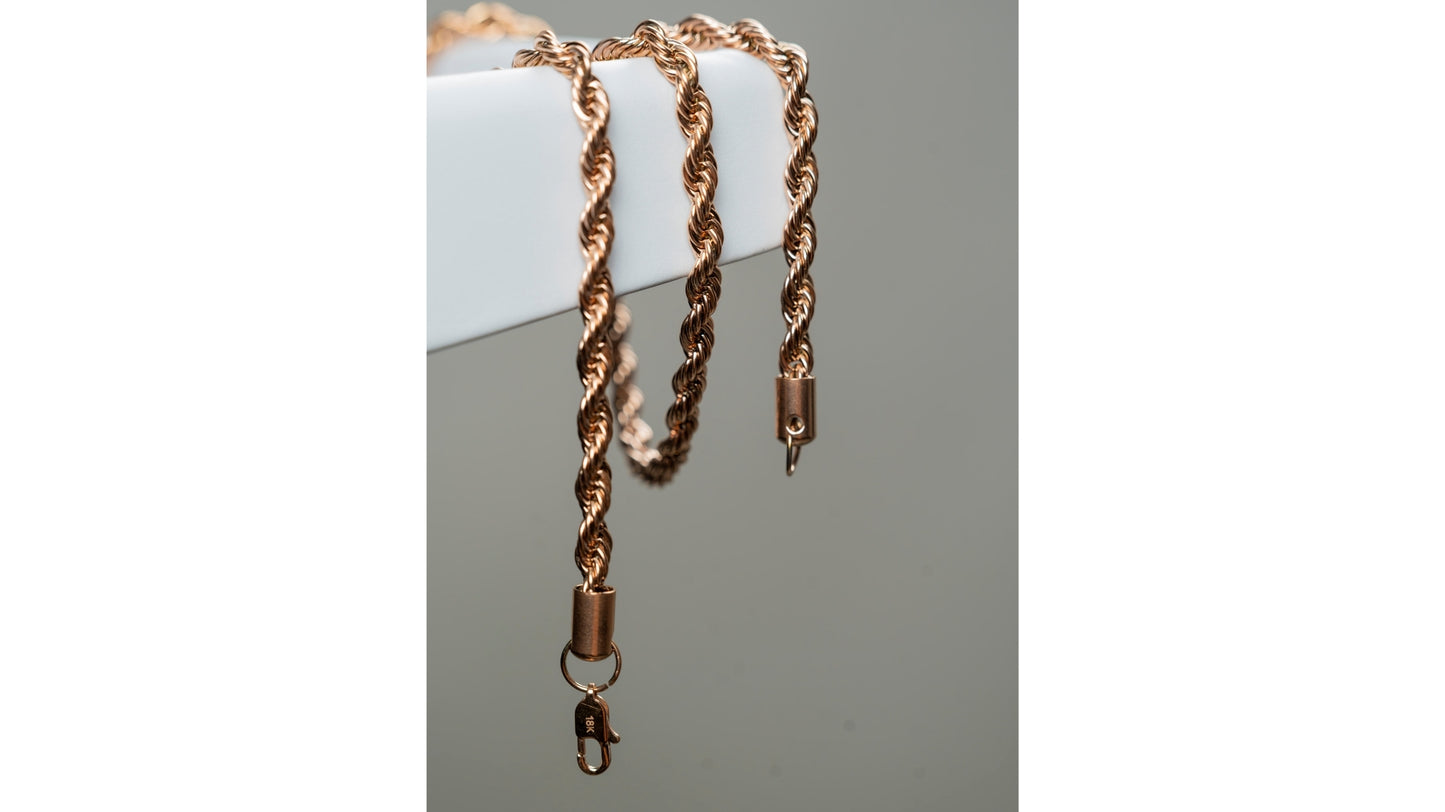 CADENA TEJIDO LARGO ORO ROSA 6MM X 65CMTS