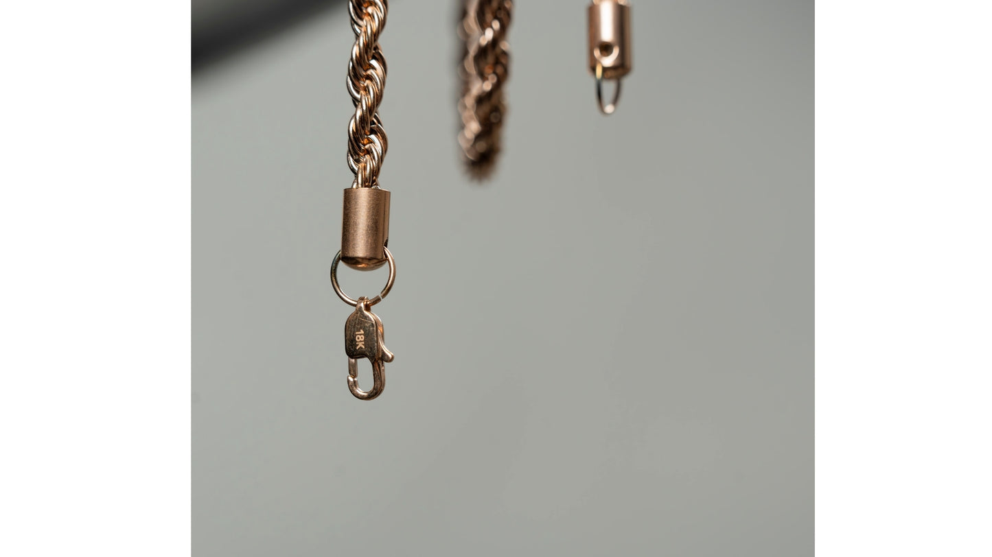 CADENA TEJIDO LARGO ORO ROSA 6MM X 65CMTS