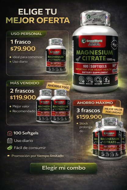 Citrato de magnesio X 100 Capsulas