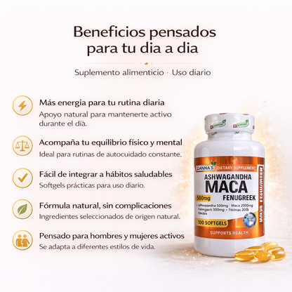 Maca + Ashwagandha x 100 capsulas