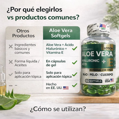 Aloe Vera + Acido Hiluronico x 60 Capsulas Aplicables