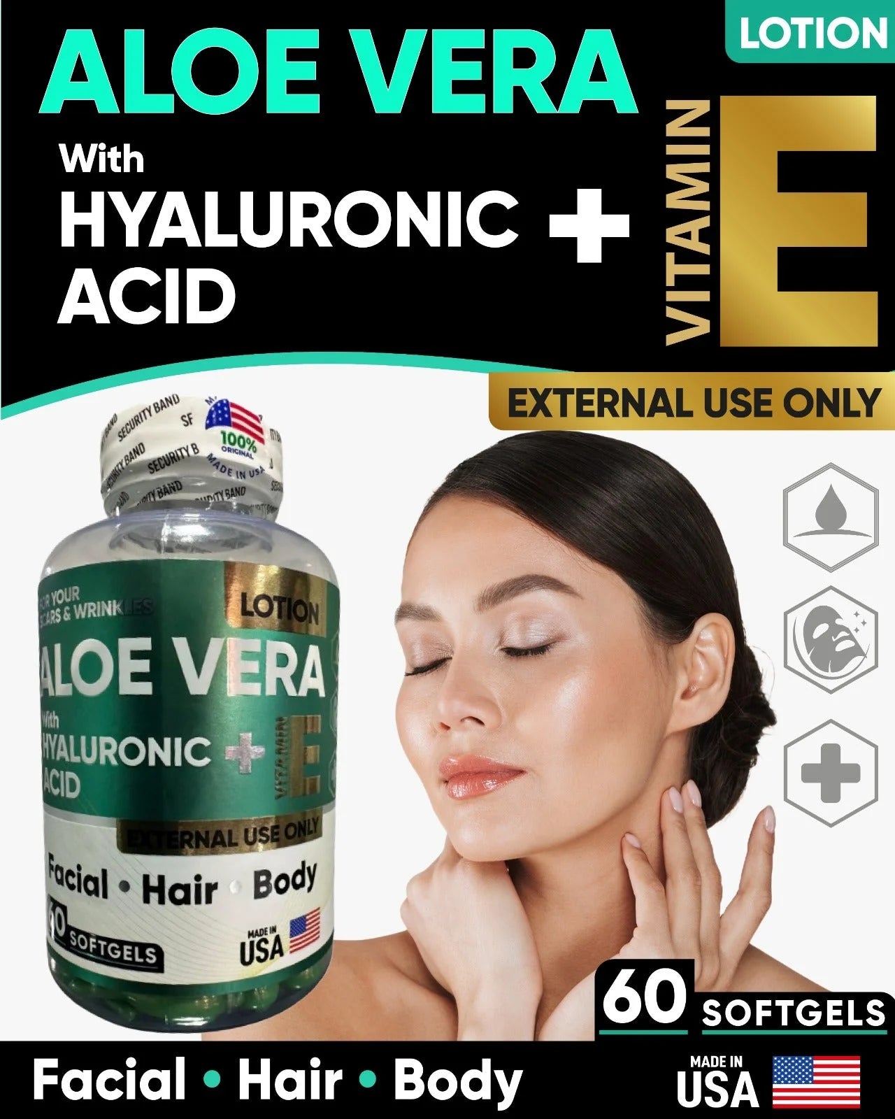 Aloe Vera + Acido Hiluronico x 60 Capsulas Aplicables